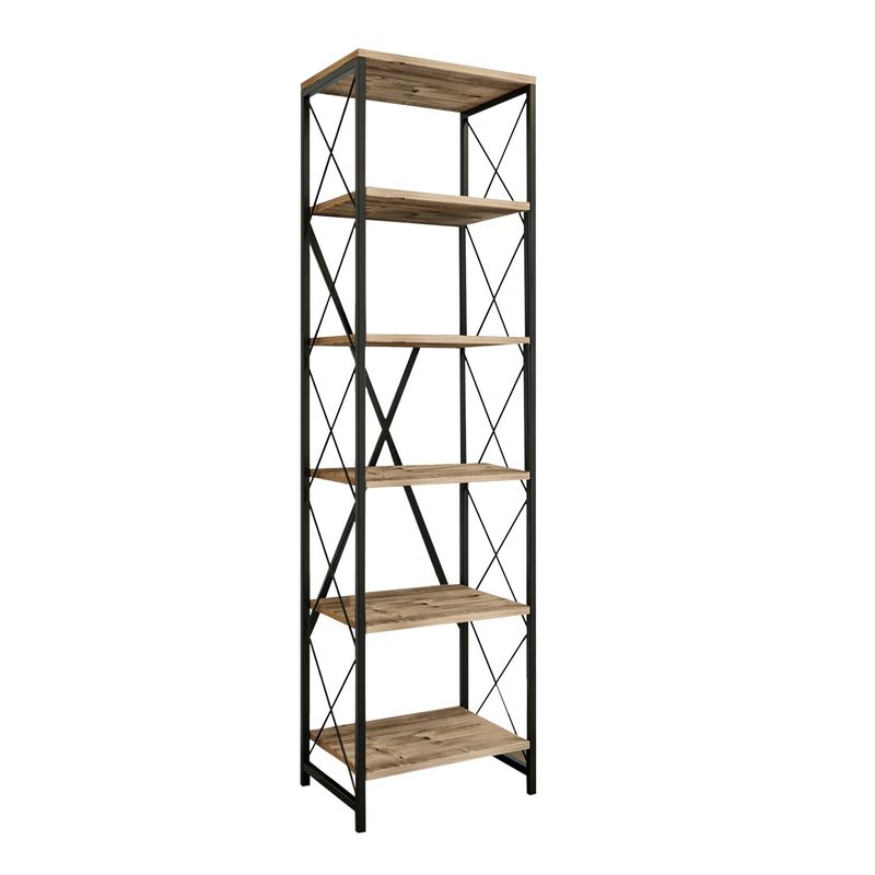 Casa si Gradina - Mobilier - Biblioteci si rafturi - Biblioteci - Biblioteca, Hanah Home, pal melaminat, pin atlantic negru, 50x30x180 cm - Infinity.ro