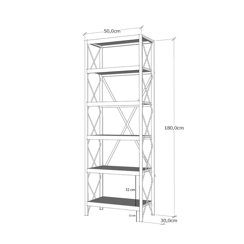 Casa si Gradina - Mobilier - Biblioteci si rafturi - Biblioteci - Biblioteca, Hanah Home, pal melaminat, pin atlantic negru, 50x30x180 cm - Infinity.ro