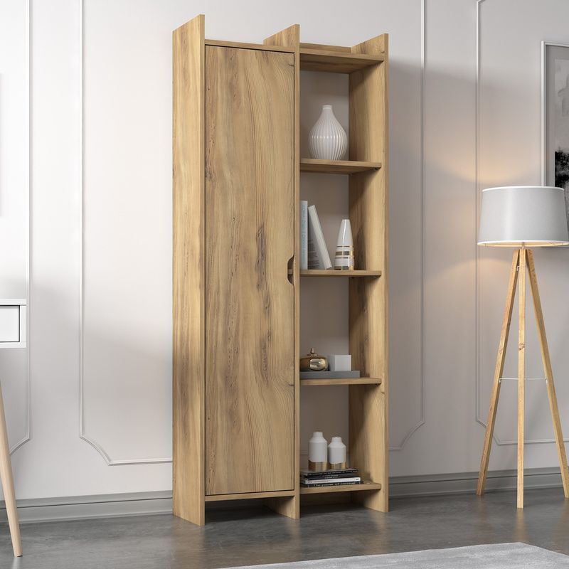 Casa si Gradina - Mobilier - Biblioteci si rafturi - Biblioteci - Biblioteca, Hanah Home, panou de particule melaminat, stejar, 70x30x180 cm - Infinity.ro