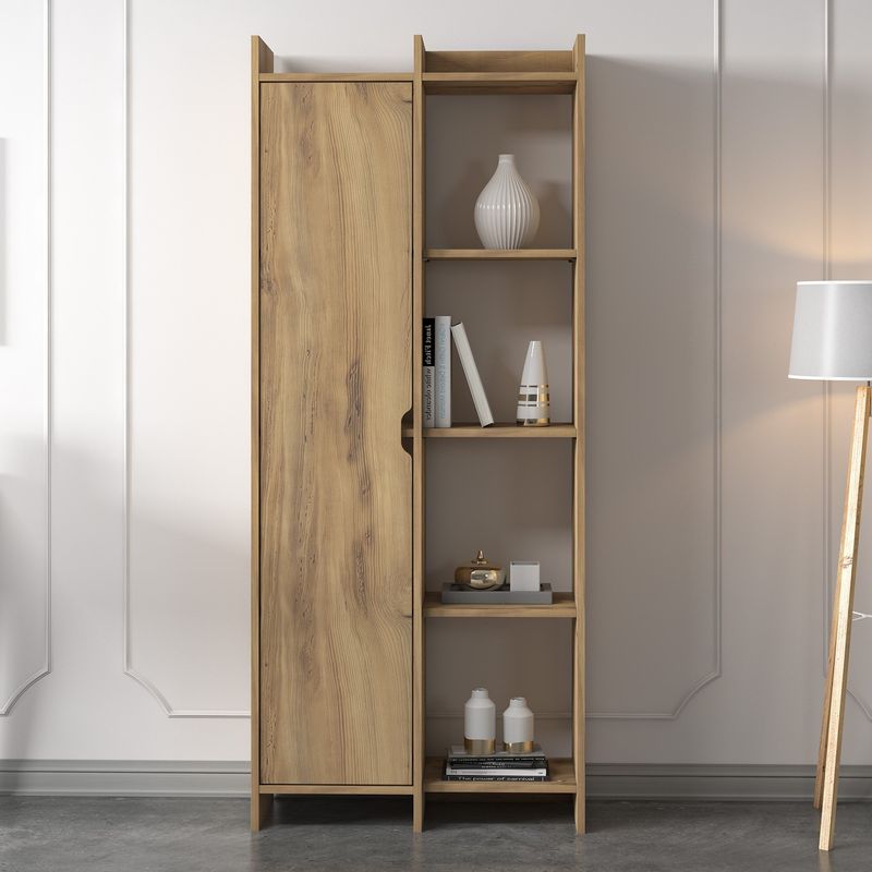 Casa si Gradina - Mobilier - Biblioteci si rafturi - Biblioteci - Biblioteca, Hanah Home, panou de particule melaminat, stejar, 70x30x180 cm - Infinity.ro