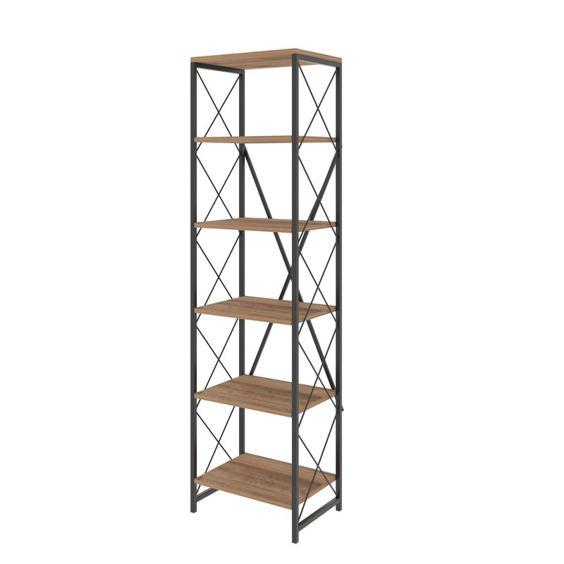 Casa si Gradina - Mobilier - Biblioteci si rafturi - Biblioteci - Biblioteca, Hanah Home, pal melaminat, pin atlantic negru, 50x30x180 cm - Infinity.ro
