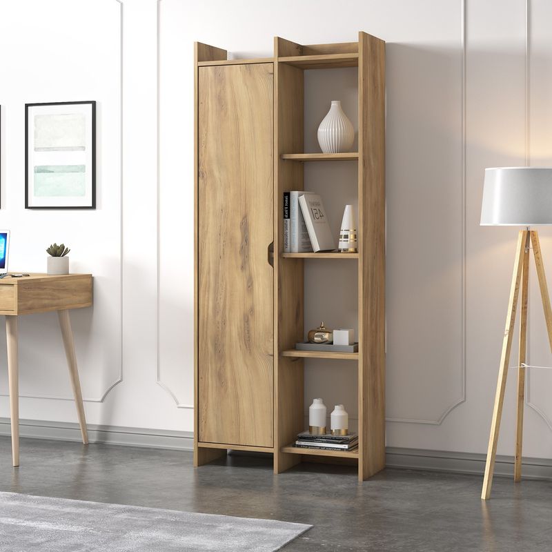 Casa si Gradina - Mobilier - Biblioteci si rafturi - Biblioteci - Biblioteca, Hanah Home, panou de particule melaminat, stejar, 70x30x180 cm - Infinity.ro