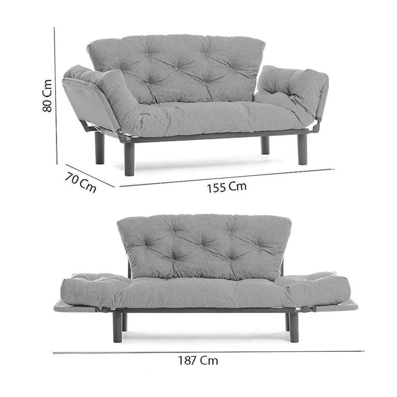 Casa si Gradina - Mobilier - Canapele si coltare - Canapele - Canapea extensibila, Hanah Home, metal, maro, 155x80x70 cm - Infinity.ro
