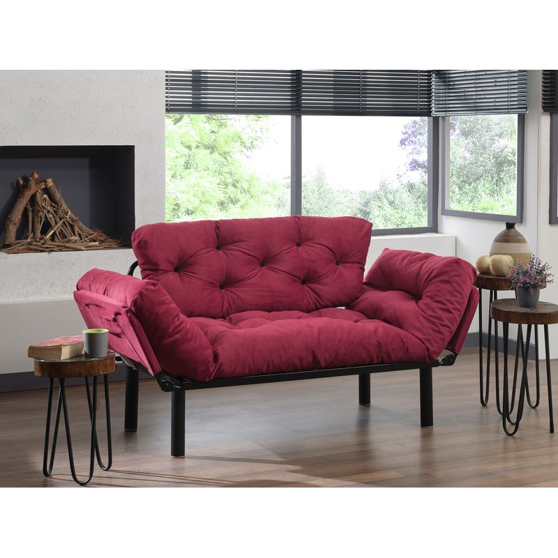 Casa si Gradina - Mobilier - Canapele si coltare - Canapele - Canapea extensibila, Hanah Home, metal, maro, 155x80x70 cm - Infinity.ro