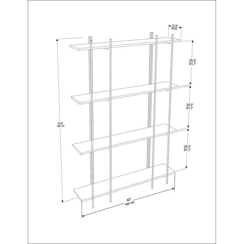 Casa si Gradina - Mobilier - Biblioteci si rafturi - Biblioteci - Biblioteca, Hanah Home, pal melaminat, verde si negru, 160x29,6x180 cm - Infinity.ro