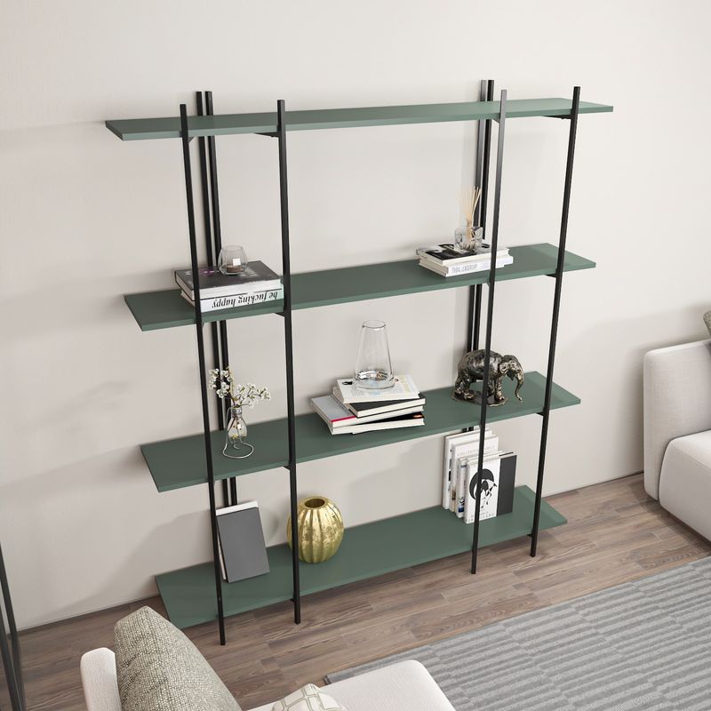Casa si Gradina - Mobilier - Biblioteci si rafturi - Biblioteci - Biblioteca, Hanah Home, pal melaminat, verde si negru, 160x29,6x180 cm - Infinity.ro