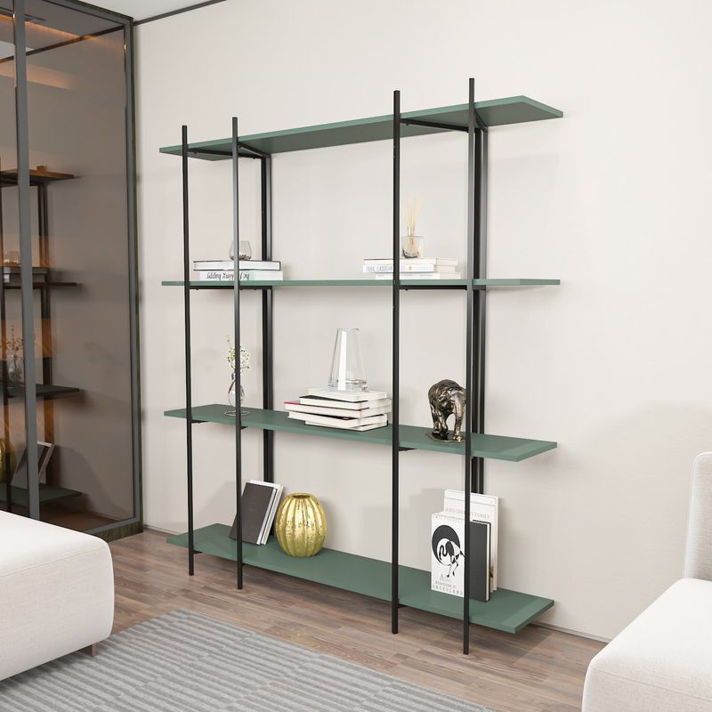 Casa si Gradina - Mobilier - Biblioteci si rafturi - Biblioteci - Biblioteca, Hanah Home, pal melaminat, verde si negru, 160x29,6x180 cm - Infinity.ro