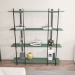 Casa si Gradina - Mobilier - Biblioteci si rafturi - Biblioteci - Biblioteca, Hanah Home, pal melaminat, verde si negru, 160x29,6x180 cm - Infinity.ro
