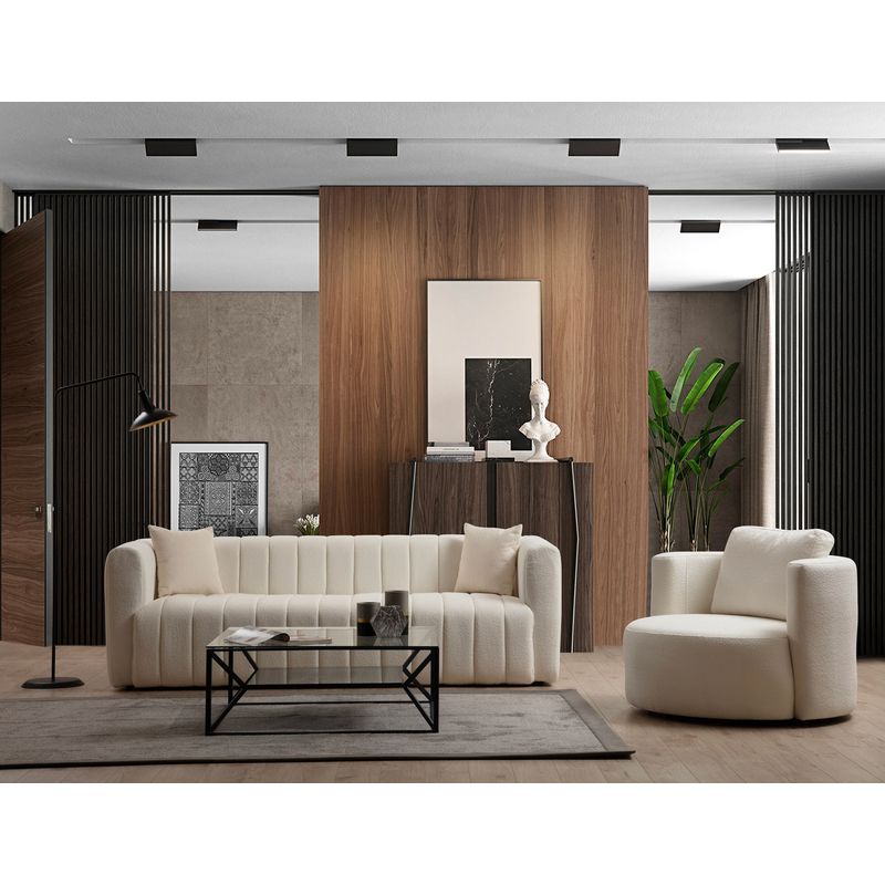 Casa si Gradina - Mobilier - Canapele si coltare - Canapele - Canapea 3 locuri, Hanah Home, lemn fag si pal, crem, 225x90x75 cm - Infinity.ro