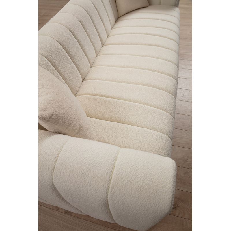 Casa si Gradina - Mobilier - Canapele si coltare - Canapele - Canapea 3 locuri, Hanah Home, lemn fag si pal, crem, 225x90x75 cm - Infinity.ro