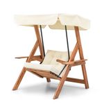 Casa si Gradina - Gradina si terasa - Balansoare si hamace - Balansoare - Balansoar de gradina, Hanah Home, lemn de pin, crem, 113x195x120 cm - Infinity.ro