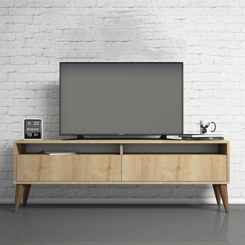 Casa si Gradina - Mobilier - Comode si corpuri - Comode - Comoda tv, Hanah Home, pal melaminat, stejar, 150x50x30 cm, 845HCT5510 - Infinity.ro
