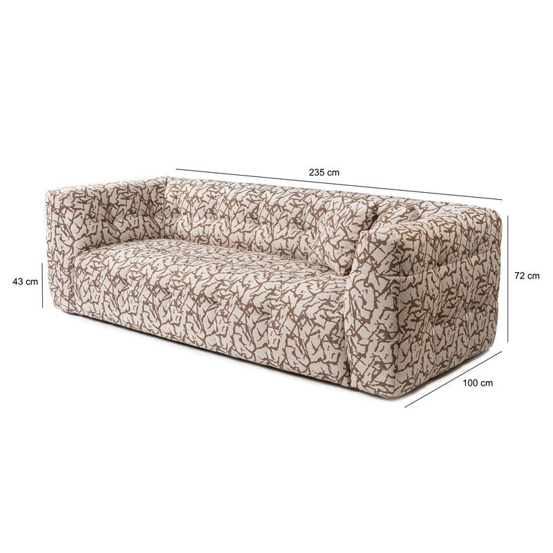 Casa si Gradina - Mobilier - Canapele si coltare - Canapele - Canapea 3 locuri, Hanah Home, lemn fag si pal, cafeniu, 235x100x72 cm - Infinity.ro