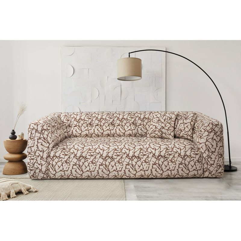 Casa si Gradina - Mobilier - Canapele si coltare - Canapele - Canapea 3 locuri, Hanah Home, lemn fag si pal, cafeniu, 235x100x72 cm - Infinity.ro