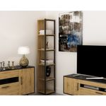 Casa si Gradina - Mobilier - Biblioteci si rafturi - Biblioteci - Biblioteca, Hanah Home, pal melaminat, stejar si negru, 33.7x29.5x180 cm - Infinity.ro