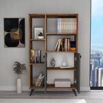 Casa si Gradina - Mobilier - Biblioteci si rafturi - Biblioteci - Biblioteca, Hanah Home, pal melaminat, nuc deschis si antracit, 80x25x135.6 cm - Infinity.ro