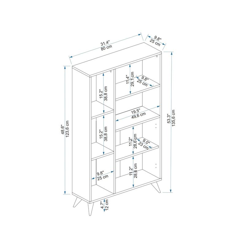Casa si Gradina - Mobilier - Biblioteci si rafturi - Biblioteci - Biblioteca, Hanah Home, pal melaminat, nuc deschis si antracit, 80x25x135.6 cm - Infinity.ro
