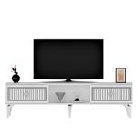 Casa si Gradina - Mobilier - Comode si corpuri - Comode - Comoda tv, Hanah Home, pal melaminat, alb si argintiu, 150x44.6x29.6 cm - Infinity.ro