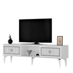 Casa si Gradina - Mobilier - Comode si corpuri - Comode - Comoda tv, Hanah Home, pal melaminat, alb si argintiu, 150x44.6x29.6 cm - Infinity.ro