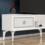 Casa si Gradina - Mobilier - Comode si corpuri - Comode - Comoda tv, Hanah Home, pal melaminat, alb si argintiu, 150x44.6x29.6 cm - Infinity.ro
