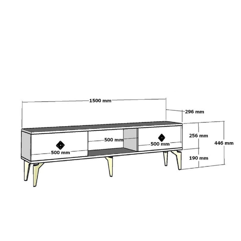Casa si Gradina - Mobilier - Comode si corpuri - Comode - Comoda tv, Hanah Home, pal melaminat, alb si argintiu, 150x44.6x29.6 cm - Infinity.ro