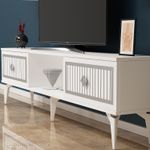 Casa si Gradina - Mobilier - Comode si corpuri - Comode - Comoda tv, Hanah Home, pal melaminat, alb si argintiu, 150x44.6x29.6 cm - Infinity.ro