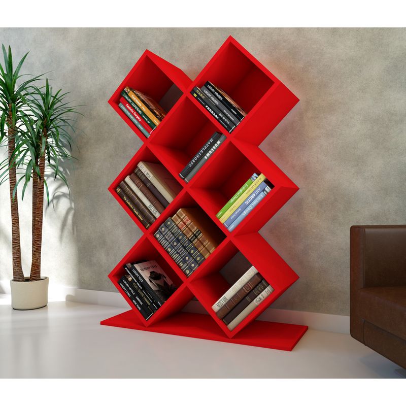 Casa si Gradina - Mobilier - Biblioteci si rafturi - Biblioteci - Biblioteca, Hanah Home, PAL melaminat, rosu, 90x19.5x129 cm - Infinity.ro
