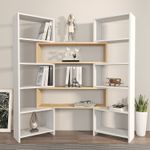 Casa si Gradina - Mobilier - Biblioteci si rafturi - Biblioteci - Biblioteca, Hanah Home, PAL melaminat, alb şi stejar, 163.5x22x150 cm - Infinity.ro