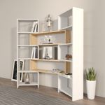 Casa si Gradina - Mobilier - Biblioteci si rafturi - Biblioteci - Biblioteca, Hanah Home, PAL melaminat, alb şi stejar, 163.5x22x150 cm - Infinity.ro