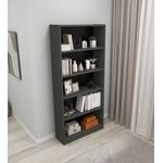 Casa si Gradina - Mobilier - Biblioteci si rafturi - Biblioteci - Biblioteca, Hanah Home, pal melaminat, gri inchis, 80x28x180 cm - Infinity.ro