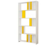 Casa si Gradina - Mobilier - Biblioteci si rafturi - Biblioteci - Biblioteca, Hanah Home, pal melaminat, alb si galben, 90x20x180 cm - Infinity.ro