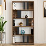 Casa si Gradina - Mobilier - Biblioteci si rafturi - Biblioteci - Biblioteca, Hanah Home, pal melaminat, nuc si antracit, 90x20x180 cm - Infinity.ro