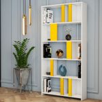 Casa si Gradina - Mobilier - Biblioteci si rafturi - Biblioteci - Biblioteca, Hanah Home, pal melaminat, alb si galben, 90x20x180 cm - Infinity.ro