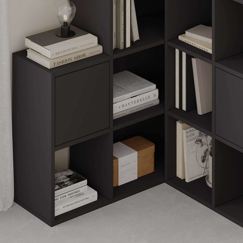 Casa si Gradina - Mobilier - Biblioteci si rafturi - Biblioteci - Biblioteca, Hanah Home, pal melaminat, negru, 150.8x28x150.8 cm - Infinity.ro