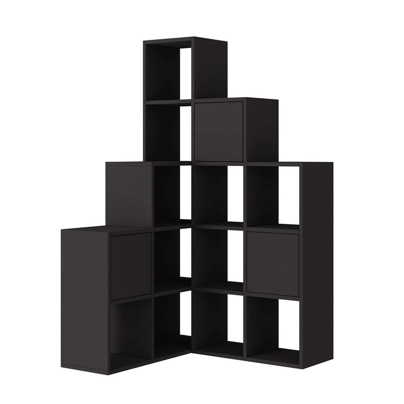 Casa si Gradina - Mobilier - Biblioteci si rafturi - Biblioteci - Biblioteca, Hanah Home, pal melaminat, negru, 150.8x28x150.8 cm - Infinity.ro