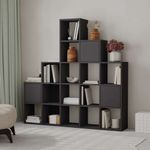 Casa si Gradina - Mobilier - Biblioteci si rafturi - Biblioteci - Biblioteca, Hanah Home, pal melaminat, negru, 150.8x28x150.8 cm - Infinity.ro
