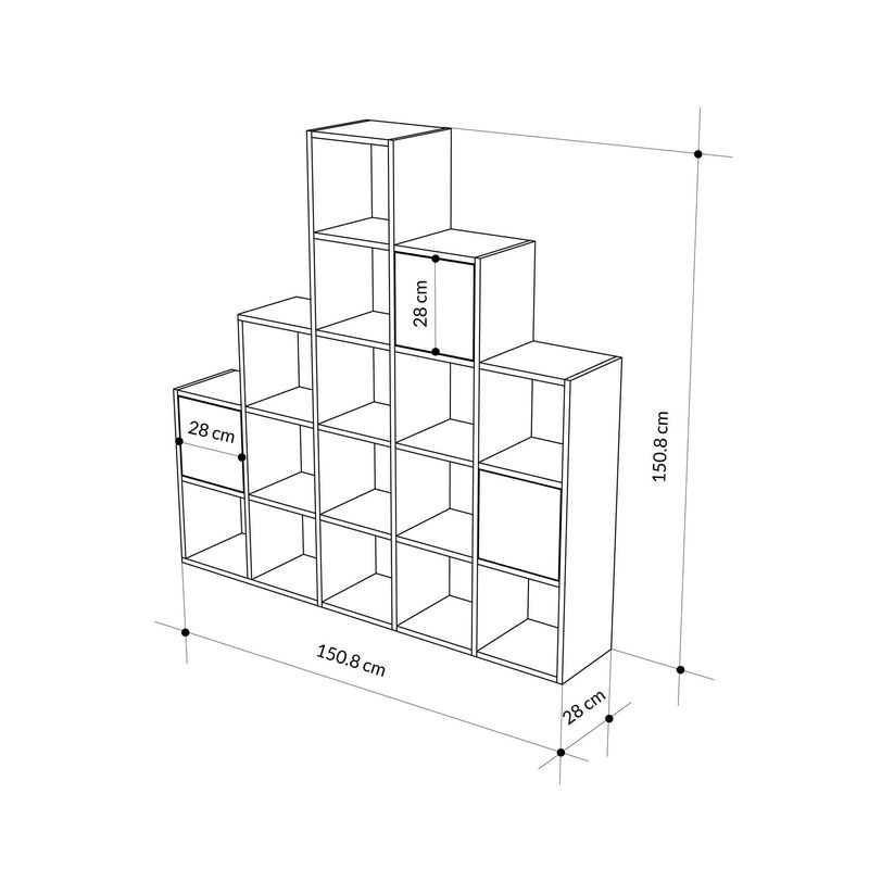 Casa si Gradina - Mobilier - Biblioteci si rafturi - Biblioteci - Biblioteca, Hanah Home, pal melaminat, negru, 150.8x28x150.8 cm - Infinity.ro