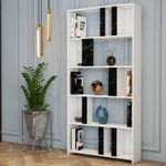 Casa si Gradina - Mobilier - Biblioteci si rafturi - Biblioteci - Biblioteca, Hanah Home, pal melaminat, alb si negru, 90x20x180 cm - Infinity.ro