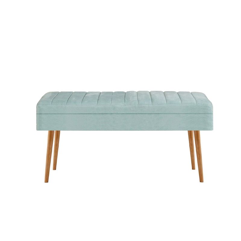 Casa si Gradina - Mobilier - Canapele si coltare - Banchete - Banca, Hanah Home, catifea, pin atlantic si verde fistic, 110x50x40 cm - Infinity.ro