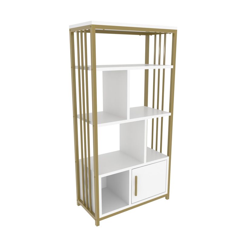 Casa si Gradina - Mobilier - Biblioteci si rafturi - Biblioteci - Biblioteca, Hanah Home, pal melaminat, alb auriu, 60x29,6x120 cm - Infinity.ro