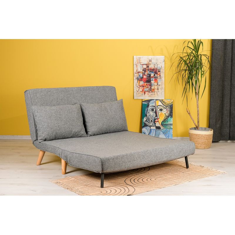 Casa si Gradina - Mobilier - Canapele si coltare - Canapele - Canapea extensibila, Hanah Home, metal si poliester, gri deschis, 120x79x80 cm - Infinity.ro