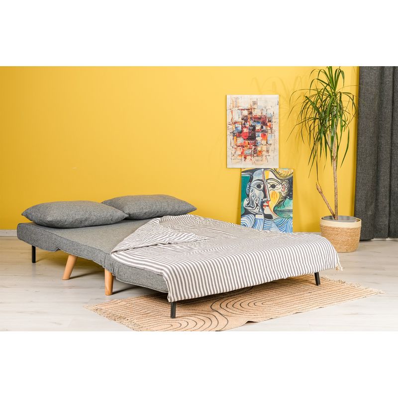 Casa si Gradina - Mobilier - Canapele si coltare - Canapele - Canapea extensibila, Hanah Home, metal si poliester, gri deschis, 120x79x80 cm - Infinity.ro