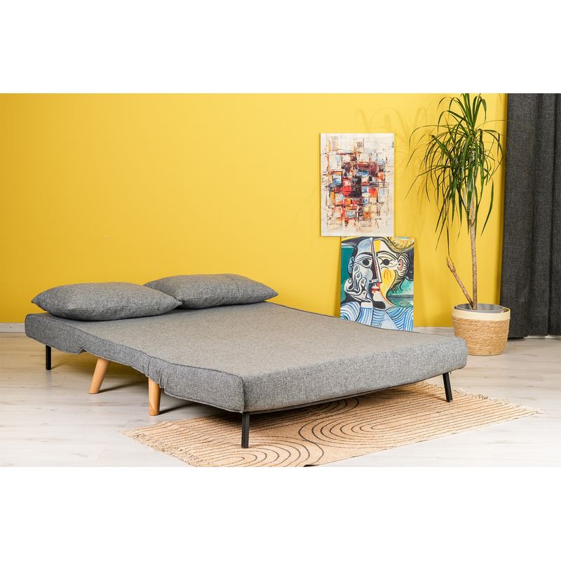 Casa si Gradina - Mobilier - Canapele si coltare - Canapele - Canapea extensibila, Hanah Home, metal si poliester, gri deschis, 120x79x80 cm - Infinity.ro