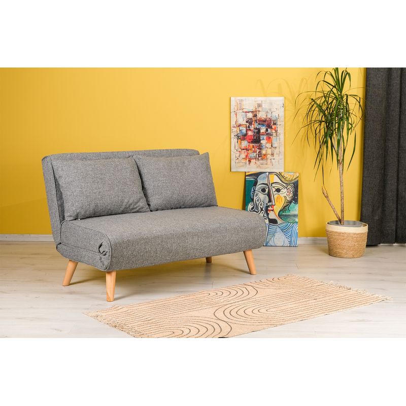 Casa si Gradina - Mobilier - Canapele si coltare - Canapele - Canapea extensibila, Hanah Home, metal si poliester, gri deschis, 120x79x80 cm - Infinity.ro