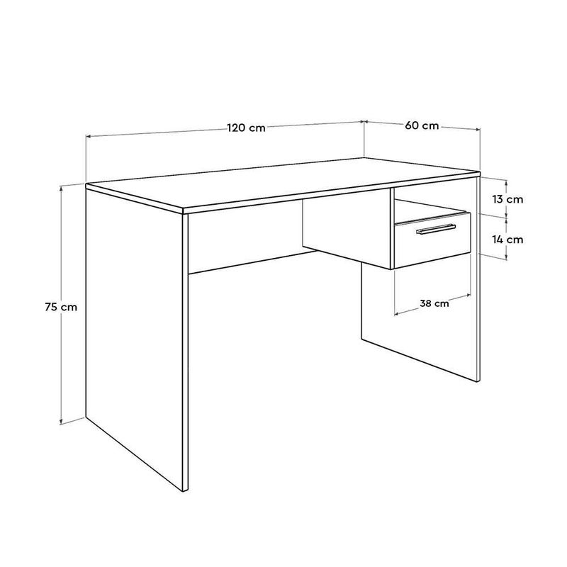 Casa si Gradina - Mobilier - Mese si birouri - Birouri - Birou de studiu, Hanah Home, panou de particule melaminat, nuc deschis, 120x60x75 cm - Infinity.ro