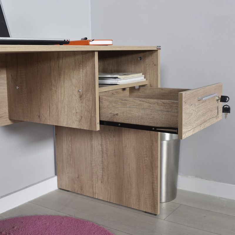 Casa si Gradina - Mobilier - Mese si birouri - Birouri - Birou de studiu, Hanah Home, panou de particule melaminat, nuc deschis, 120x60x75 cm - Infinity.ro