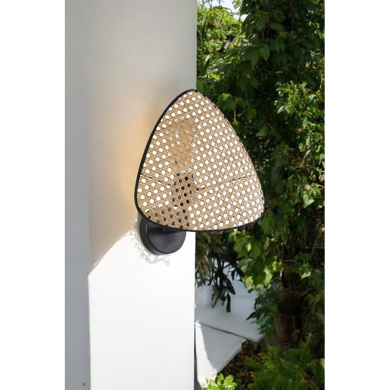 Casa si Gradina - Corpuri si surse de iluminat - Plafoniere, aplice si spoturi - Aplica, Opviq, metal si textil, negru bej, diametru 28 cm, inaltime 30 cm - Infinity.ro