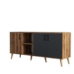 Casa si Gradina - Mobilier - Comode si corpuri - Console - Consola, Hanah Home, PAL melaminat, nuc si antracit, 180x45x80 cm - Infinity.ro