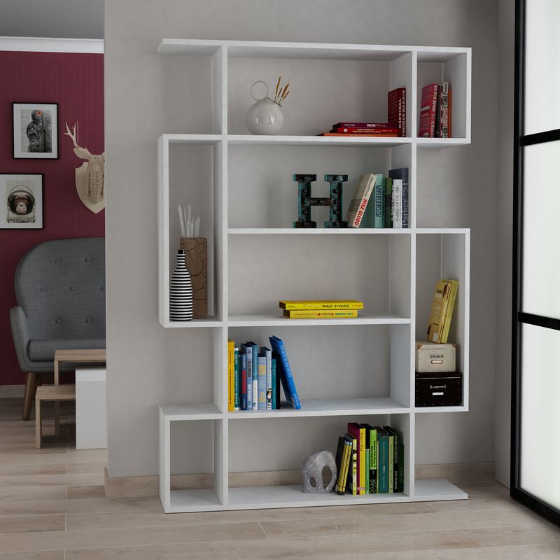Casa si Gradina - Mobilier - Biblioteci si rafturi - Biblioteci - Biblioteca, Hanah Home, pal melaminat, alb, 110x25.5x161 cm - Infinity.ro