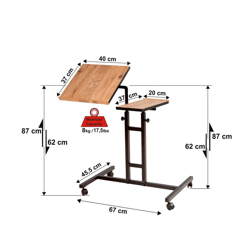 Casa si Gradina - Mobilier - Mese si birouri - Birouri - Birou reglabil pentru laptop, Hanah Home, pal melaminat, pin atlantic si negru, 67x45.5x87 cm, 863SPH2813 - Infinity.ro